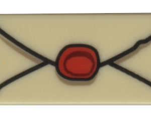 3069bpb0730 - Tile 1 x 2 with Groove with Envelope with Red Wax Seal and Dark Tan Highlights Pattern