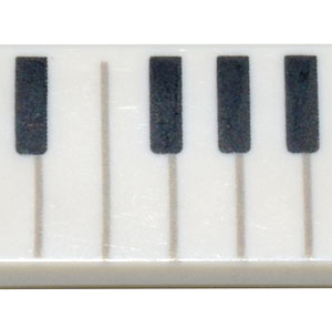 3069bpb0761 - Tile 1 x 2 with Groove with Black and White Piano Keys Pattern