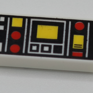 3069bpb0785 - Tile 1 x 2 with Groove with Red and Yellow Controls and Two White Squares on Left Pattern