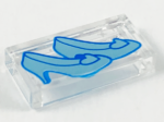 3069bpb0879 - Tile 1 x 2 with Groove with Metallic Light Blue Glass Slippers Pattern