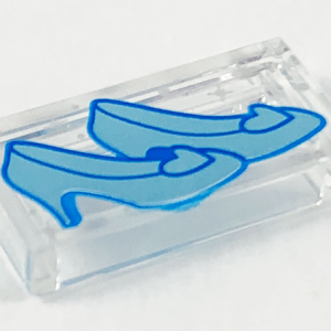 3069bpb0879 - Tile 1 x 2 with Groove with Metallic Light Blue Glass Slippers Pattern