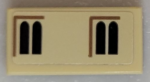 3069bpb1004 - Tile 1 x 2 with Groove with Dark Brown Windows and Reddish Brown Lines Pattern (Sticker) - Set 71043