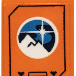 3245cpb121 - Brick 1 x 2 x 2 with Inside Stud Holder with Arctic Explorer Logo on Orange Background Pattern (Sticker) - Set 60195