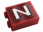 3245cpb145L - Brick 1 x 2 x 2 with Inside Stud Holder with Gray Stripes and White Capital Letter N Pattern Model Left Side (Sticker) - Set 10272