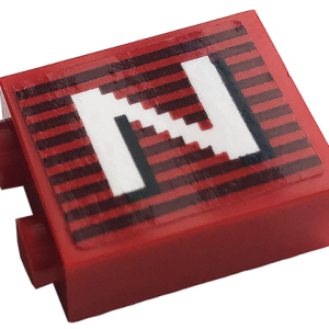 3245cpb145L - Brick 1 x 2 x 2 with Inside Stud Holder with Gray Stripes and White Capital Letter N Pattern Model Left Side (Sticker) - Set 10272