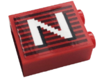 3245cpb145R - Brick 1 x 2 x 2 with Inside Stud Holder with Gray Stripes and White Capital Letter N Pattern Model Right Side (Sticker) - Set 10272