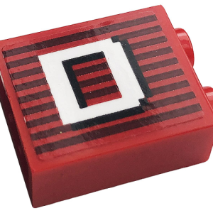 3245cpb147R - Brick 1 x 2 x 2 with Inside Stud Holder with Gray Stripes and White Capital Letter D Pattern Model Right Side (Sticker) - Set 10272