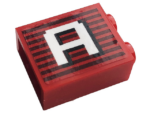 3245cpb150 - Brick 1 x 2 x 2 with Inside Stud Holder with Gray Stripes and White Capital Letter A Pattern (Sticker) - Set 10272