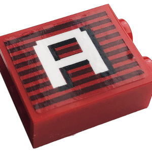 3245cpb150 - Brick 1 x 2 x 2 with Inside Stud Holder with Gray Stripes and White Capital Letter A Pattern (Sticker) - Set 10272
