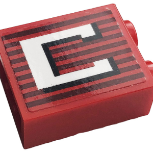 3245cpb153 - Brick 1 x 2 x 2 with Inside Stud Holder with Gray Stripes and White Capital Letter C Pattern (Sticker) - Set 10272