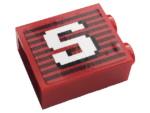 3245cpb154 - Brick 1 x 2 x 2 with Inside Stud Holder with Gray Stripes and White Capital Letter S Pattern (Sticker) - Set 10272
