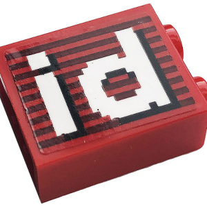 3245cpb155 - Brick 1 x 2 x 2 with Inside Stud Holder with Gray Stripes and White 'id' Pattern (Sticker) - Set 10272