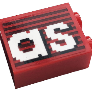 3245cpb156 - Brick 1 x 2 x 2 with Inside Stud Holder with Gray Stripes and White 'as' Pattern (Sticker) - Set 10272