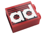 3245cpb157 - Brick 1 x 2 x 2 with Inside Stud Holder with Gray Stripes and White 'ad' Pattern (Sticker) - Set 10272