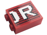 3245cpb159 - Brick 1 x 2 x 2 with Inside Stud Holder with Gray Stripes and White 'OR' Pattern (Sticker) - Set 10272