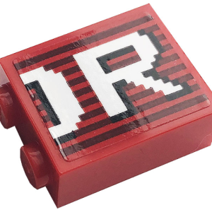 3245cpb159 - Brick 1 x 2 x 2 with Inside Stud Holder with Gray Stripes and White 'OR' Pattern (Sticker) - Set 10272