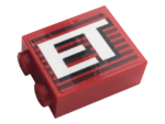 3245cpb160 - Brick 1 x 2 x 2 with Inside Stud Holder with Gray Stripes and White 'ET' Pattern (Sticker) - Set 10272