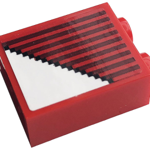 3245cpb161 - Brick 1 x 2 x 2 with Inside Stud Holder with Gray Stripes and White Triangle Pattern (Sticker) - Set 10272
