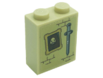 3245cpb178 - Brick 1 x 2 x 2 with Inside Stud Holder with Sword, Portrait Picture and Bricks Pattern (Sticker) - Set 71043