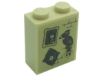 3245cpb179 - Brick 1 x 2 x 2 with Inside Stud Holder with Phoenix, 2 Portrait Pictures and Bricks Pattern (Sticker) - Set 71043
