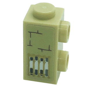 32952pb002 - Brick, Modified 1 x 1 x 1 2/3 with Studs on Side with Gold Bars and Bricks Pattern (Sticker) - Set 71043