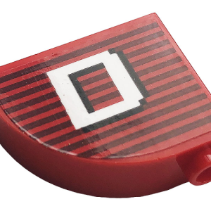 33243pb10 - Slope, Curved 3 x 1 x 2 with Stud with Gray Stripes and White Letter 'D' Pattern (Sticker) - Set 10272