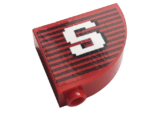 33243pb11 - Slope, Curved 3 x 1 x 2 with Stud with Gray Stripes and White Letter 'S' Pattern (Sticker) - Set 10272