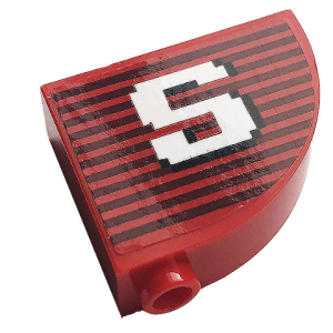 33243pb11 - Slope, Curved 3 x 1 x 2 with Stud with Gray Stripes and White Letter 'S' Pattern (Sticker) - Set 10272