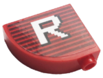 33243pb13 - Slope, Curved 3 x 1 x 2 with Stud with Gray Stripes and White Letter 'R' Pattern (Sticker) - Set 10272
