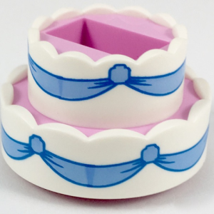35860pb01 - Cake, Double Layer with White Icing and Bright Light Blue Ribbons Pattern