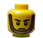 3626bpb0617 - Minifigure, Head Male Stern Eyebrows, White Pupils and Gold Chin Strap Pattern - Blocked Open Stud
