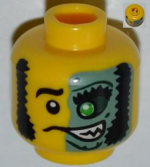 3626bpb0853 - Minifigure, Head Male Mask Half Sand Green with Green Eye Open Grin Pattern - Blocked Open Stud