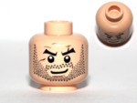 3626cpb0077 - Minifigure, Head Beard Stubble, Arched Eyebrows, White Pupils and Scars Pattern - Hollow Stud