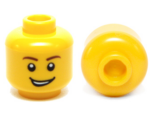 3626cpb0405 - Minifigure, Head Male Reddish Brown Eyebrows, Open Lopsided Grin with Teeth, White Pupils Pattern - Hollow Stud