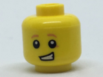 3626cpb1818 - Minifigure, Head Child Dark Orange Eyebrows and Spot under Left Eye, Lopsided Open Grin Pattern - Hollow Stud