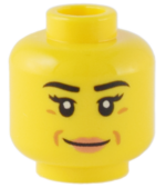 3626cpb3202 - Minifigure, Head Female Black Eyebrows and Eyelashes, Dark Orange Laugh Lines, Nougat Lips, Closed Mouth Smile Pattern - Hollow Stud
