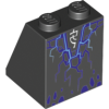 3678bpb099 - Slope 65 2 x 2 x 2 with Bottom Tube with Minifigure Dress / Skirt / Robe, Dark Purple and Bright Light Blue Rock/Lightning and White Arcane Symbols Pattern