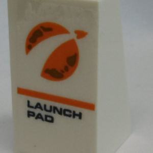 3684cpb031 - Slope 75 2 x 2 x 3 - Solid Studs with Orange City Mars Exploration Logo and 'LAUNCH PAD' Pattern (Sticker) - Set 60228