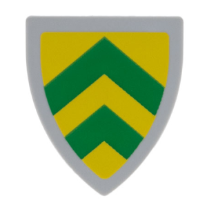 3846pb059 - Minifigure, Shield Triangular  with Green Chevrons on Yellow Background Pattern