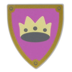 3846pb060 - Minifigure, Shield Triangular  with Crown on Light Purple Background with Gold Border Pattern
