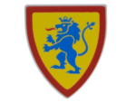 3846pb062 - Minifigure, Shield Triangular  with Blue Lion Standing with Raised Foot on Yellow Background with Red Border Pattern
