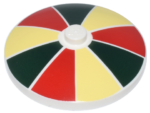 3960pb072 - Dish 4 x 4 Inverted (Radar) with Solid Stud with Dark Green, Red, and Bright Light Yellow Stripes Pattern