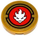 4150pb129 - Tile, Round 2 x 2 with White Lion Head in Red Circle Pattern (Sticker) - Set 70500