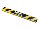 4162pb232 - Tile 1 x 8 with 'POLICE' and Black and Yellow Danger Stripes Pattern (Sticker) - Set 60141