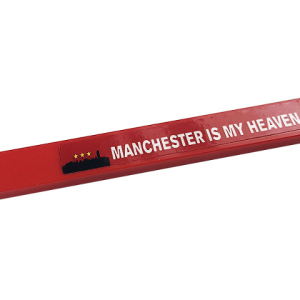 4162pb239 - Tile 1 x 8 with Yellow Stars over Black Skyline, White 'MANCHESTER IS MY HEAVEN', and Picture of Sir Matt Busby Pattern (Sticker) - Set 10272