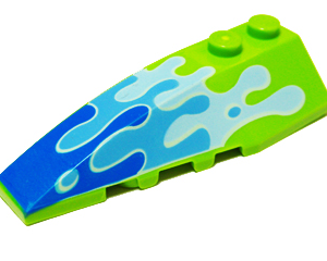41748pb030 - Wedge 6 x 2 Left with Blue Water Splash Pattern