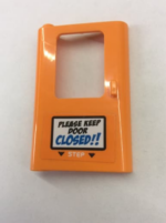 4181pb080 - Door 1 x 4 x 5 Train Left, Thin Support at Bottom with 'PLEASE KEEP DOOR CLOSED!!' and 'STEP' Pattern (Sticker) - Set 60195