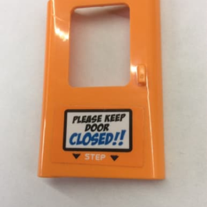 4181pb080 - Door 1 x 4 x 5 Train Left, Thin Support at Bottom with 'PLEASE KEEP DOOR CLOSED!!' and 'STEP' Pattern (Sticker) - Set 60195