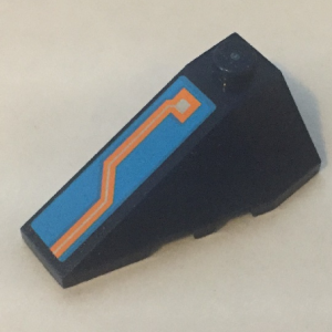 43710pb14 - Wedge 4 x 2 Triple Left with Orange and Silver Circuitry on Dark Azure Background Pattern (Sticker) - Set 70351