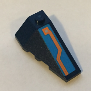 43711pb14 - Wedge 4 x 2 Triple Right with Orange and Silver Circuitry on Dark Azure Background Pattern (Sticker) - Set 70351